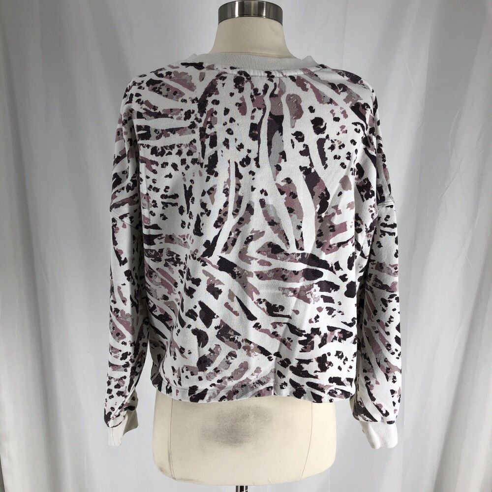 Calvin Klein Performance White Animal Graphic Print Crew Cropped Sweatshirt L